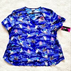 NWT Scrubstar Women's Winter Chillin Christmas Scrub Top, size 3XL